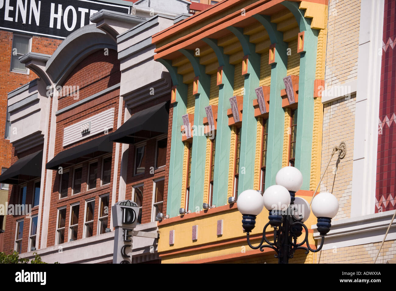 Architettura vittoriana Gaslamp Quarter di San Diego in California Foto Stock