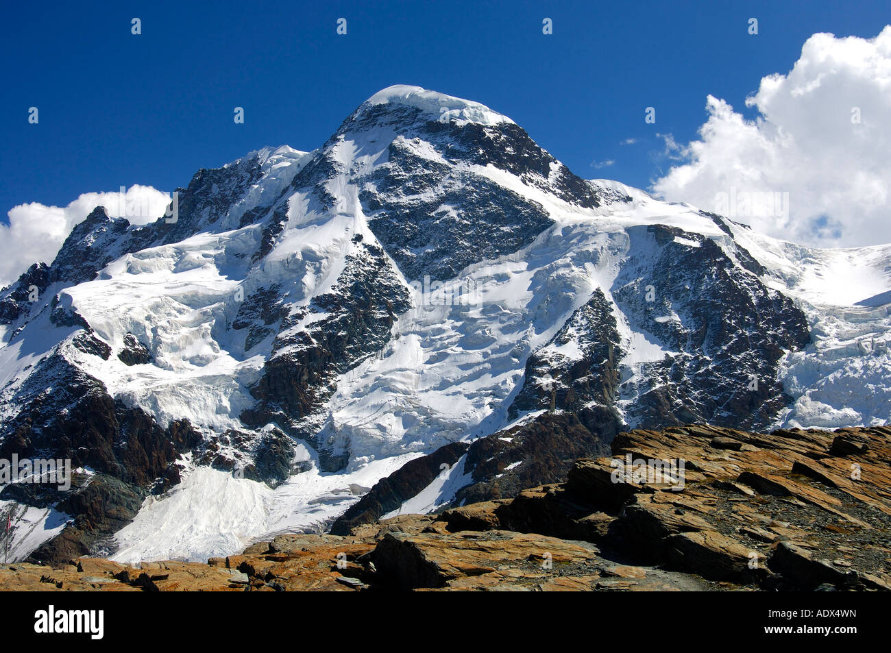 Il monte Breithorn Zermatt Vallese Svizzera Foto Stock