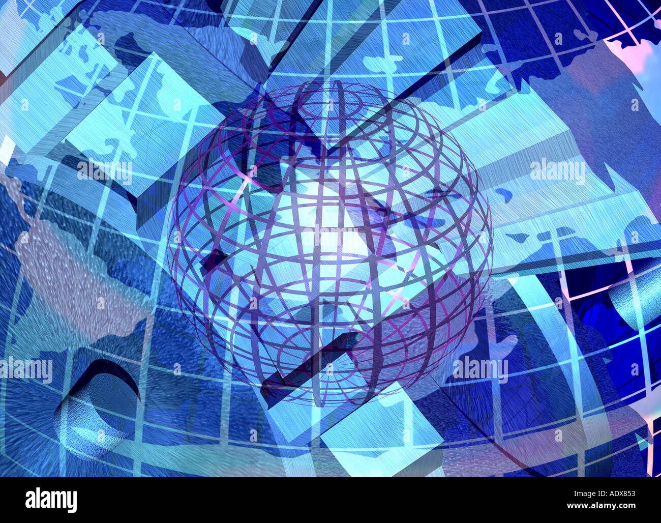 Le illustrazioni www world wide web di internet pianeta al telaio cingoli mappa meridiano globe varie texture di sfondo Foto Stock