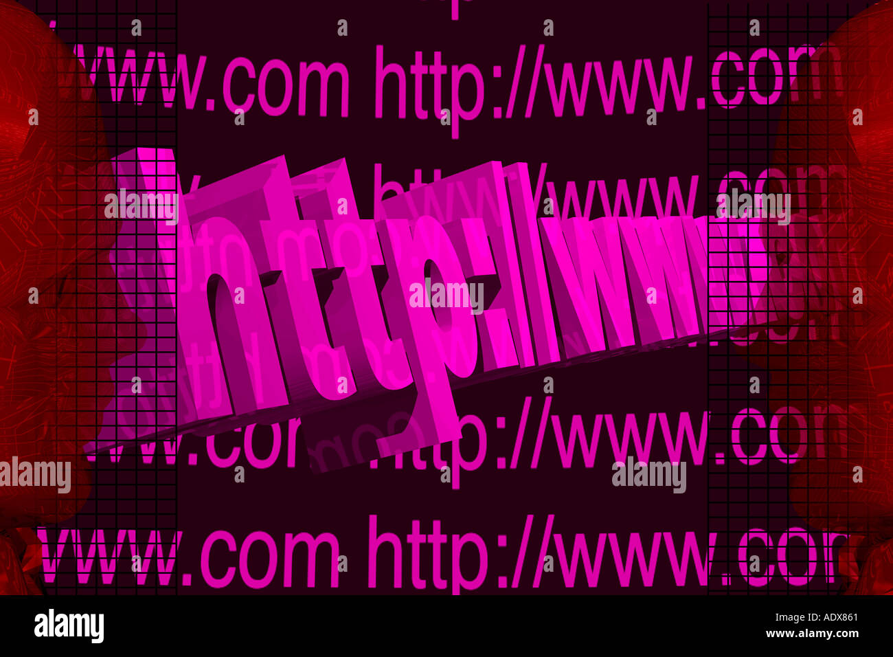 Le illustrazioni www world wide web di internet il pianeta a livello delle vie com profilo concettuale dei profili di rete di comunicazione varie Foto Stock