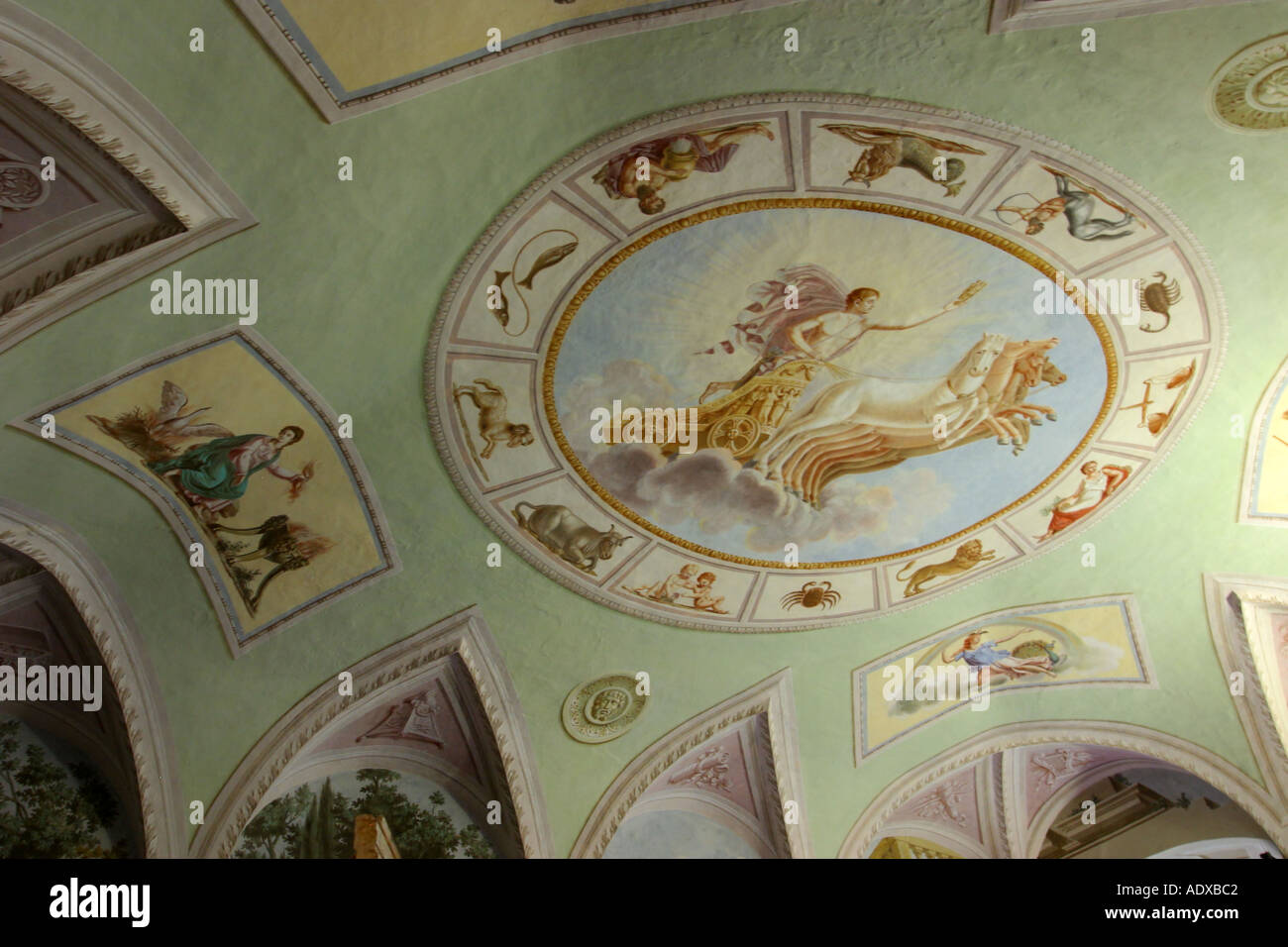 Affresco sul soffitto del Cardinale s camera da letto Il Palazzone Cortona Italia Foto Stock