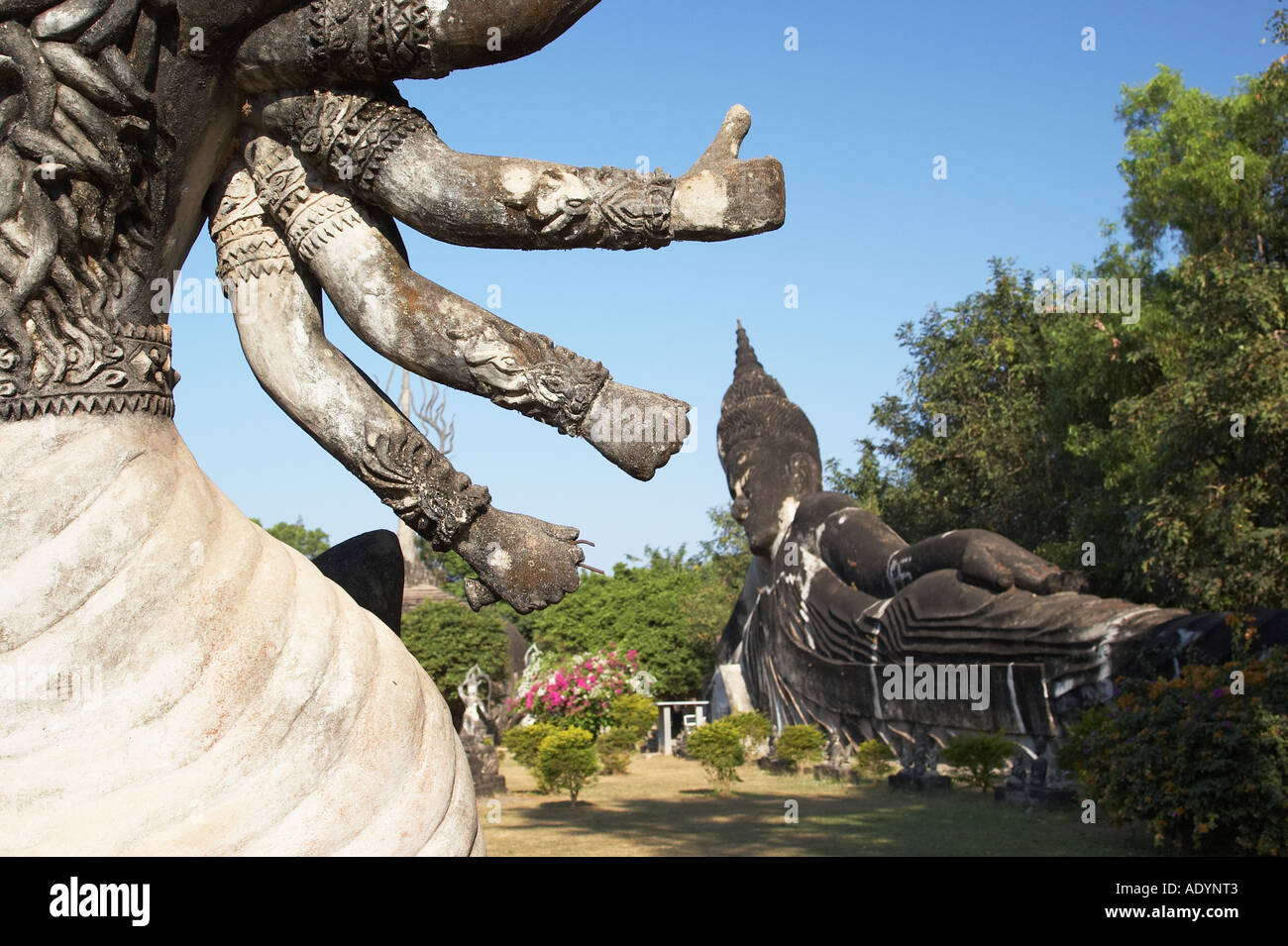 Buddha reclinato Statua di Xieng Khuan ( Buddha Park ) Foto Stock