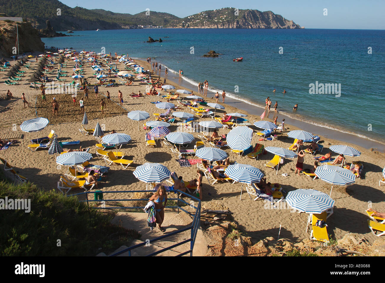 Platja des Figueral a est di Ibiza Foto Stock