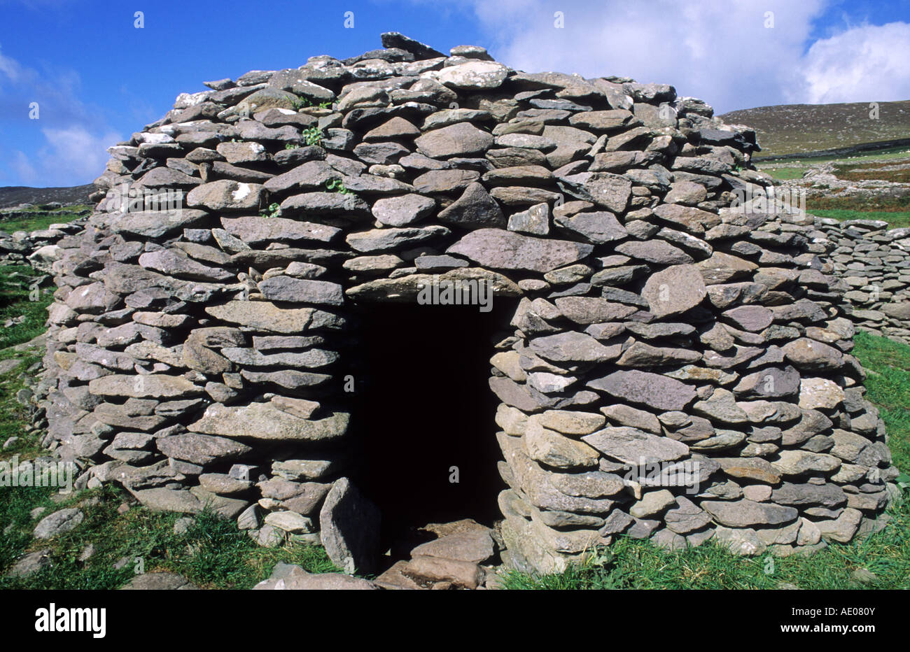 Preistoria Beehive Hut Penisola di Dingle Contea di Kerry Eire Irlanda freestone costruzione in pietra a secco Foto Stock