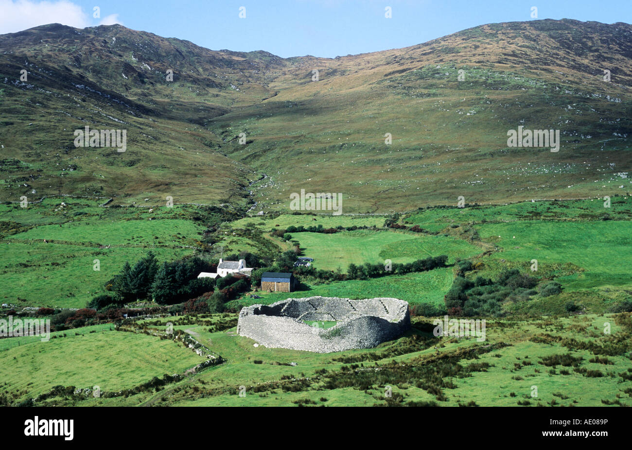 Staigue Fort, vicino a Caherdaniel, pietra fort, cashel, preistorici, County Kerry, Eire, Irlanda, storia irlandese, preistoria, antica Foto Stock