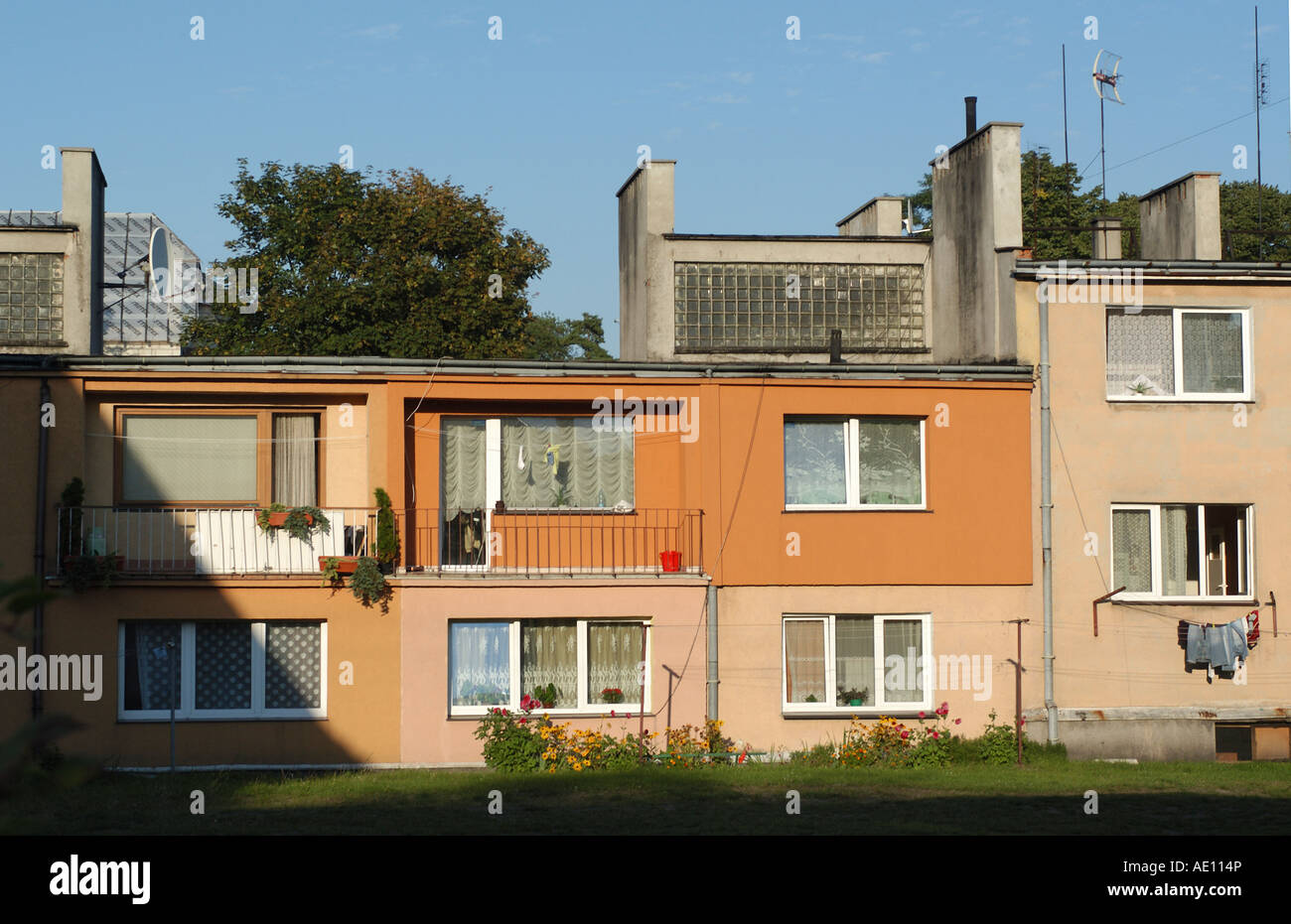 Blocco di appartamenti in Dziwnow, Polonia Foto Stock