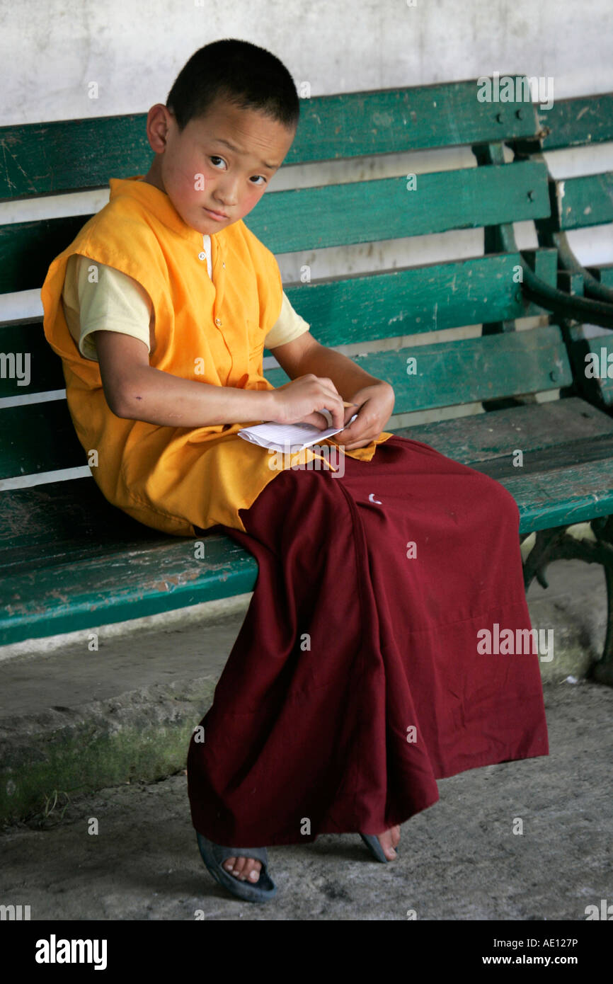 Monaco buddista in Pemmayangtse Monastero, ortografia, Sikkim, India Foto Stock
