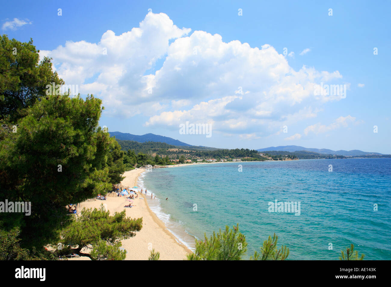 Lagomandra Beach sulla penisola di Sithonia sulla penisola di Chalcidice in Grecia Foto Stock