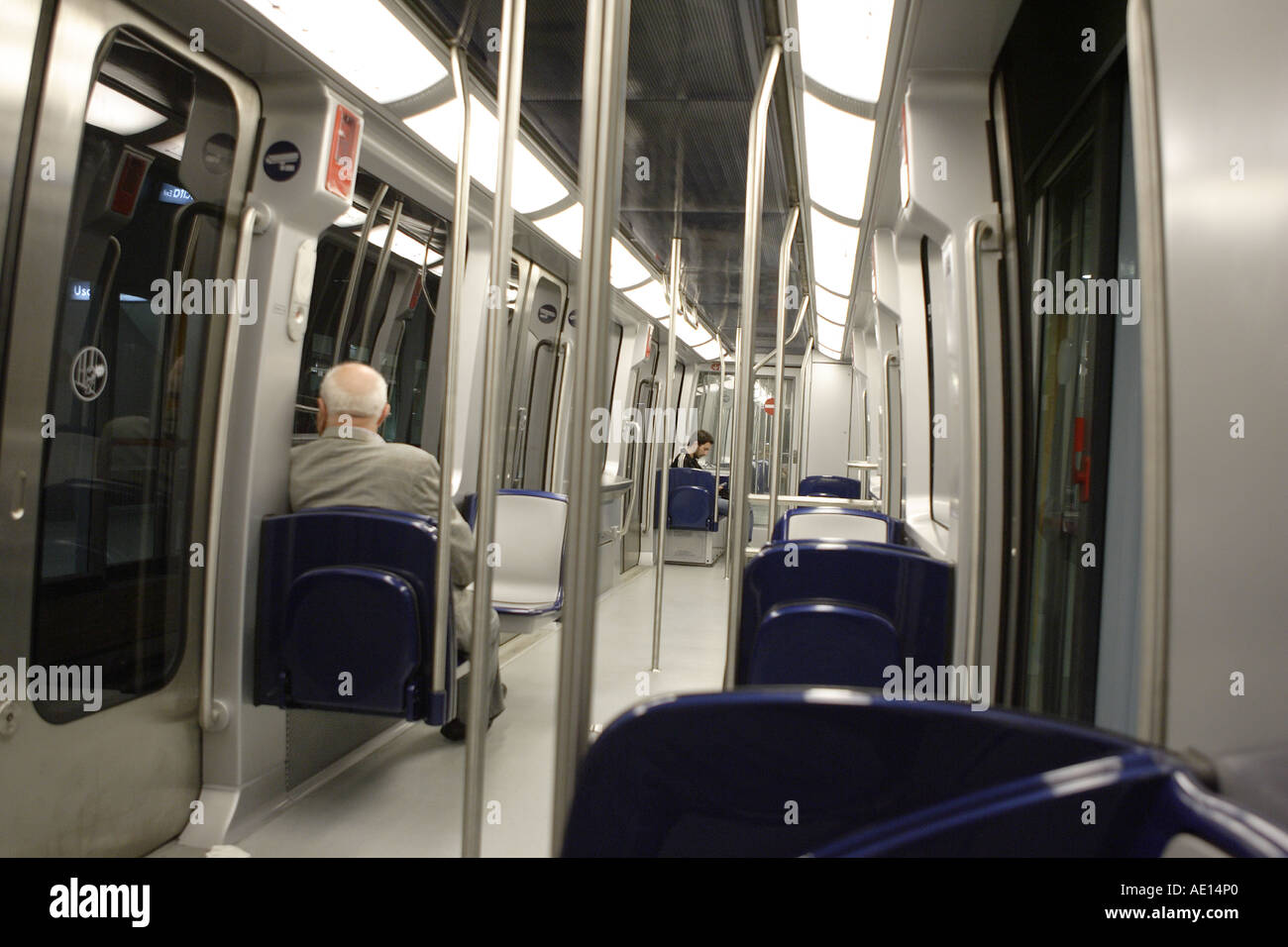 Una vettura passeggeri della metropolitana di Torino, Italia Foto Stock