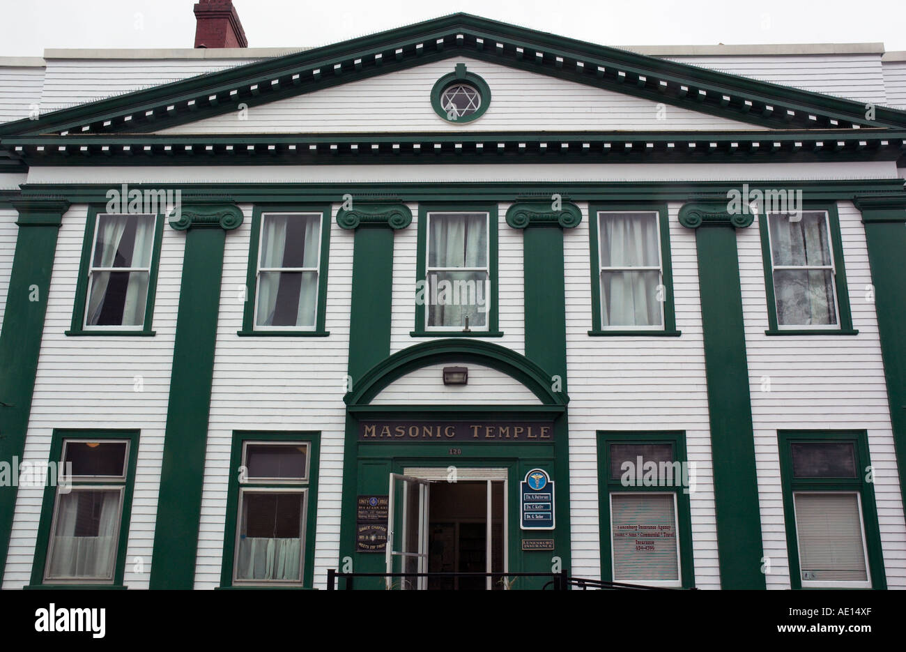 Il Masonic Hall di Lunenburg Nova Scotia Canada Foto Stock