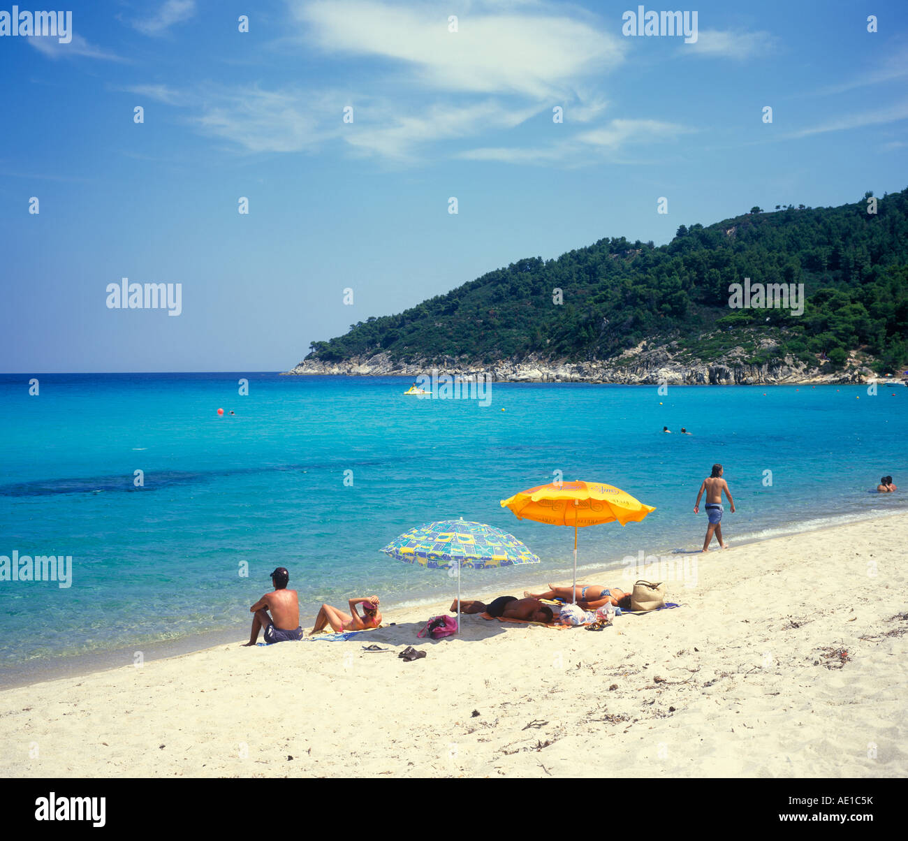 Platanitsi Beach sulla penisola di Sithonia sulla penisola di Chalcidice in Grecia Foto Stock
