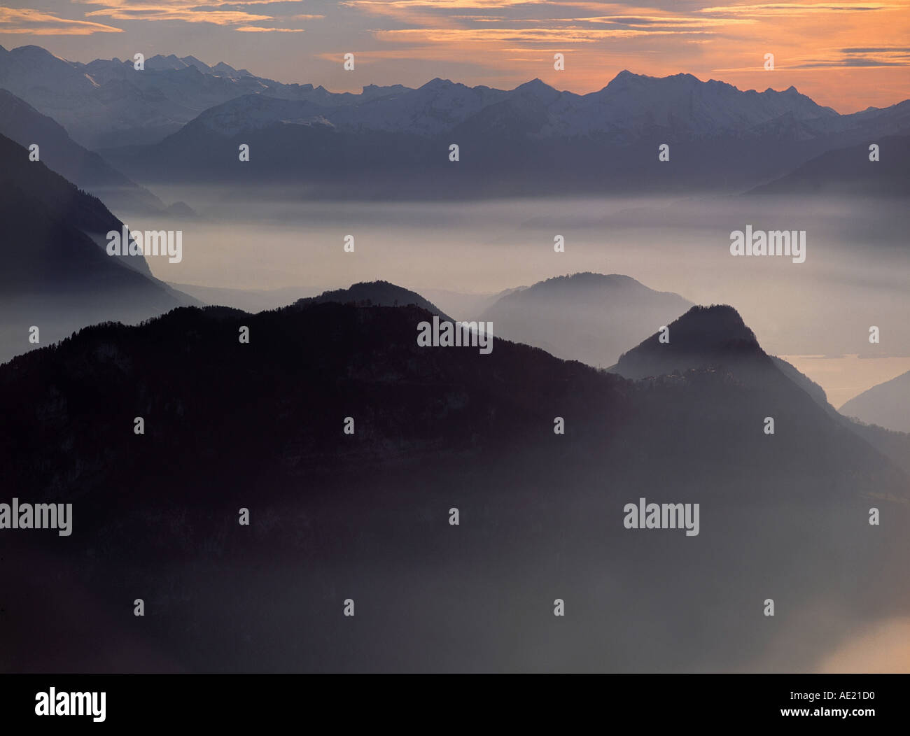 Vista dal Monte Rigi a swiss alpes svizzera Foto Stock