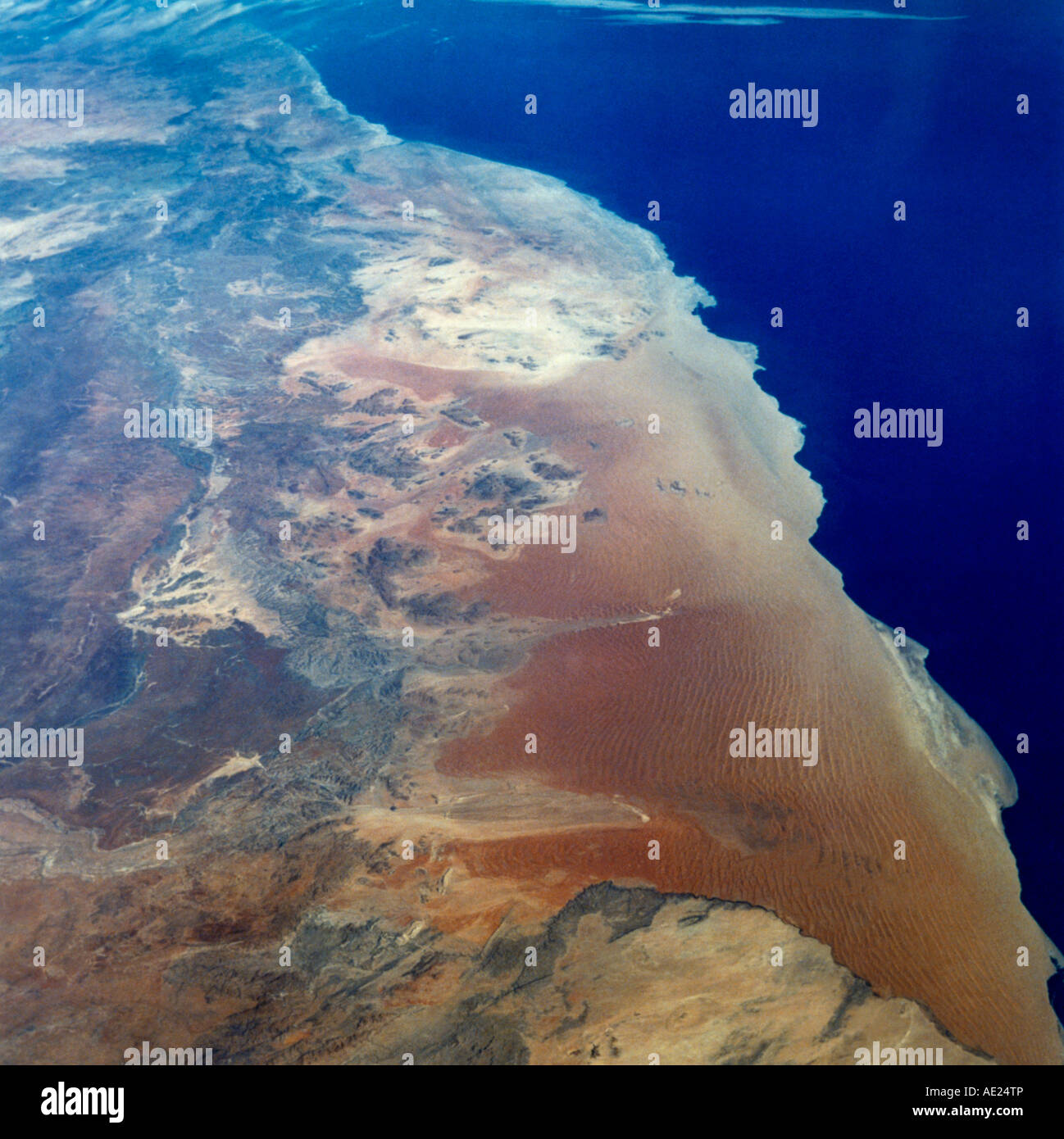 Namib Desert & Skeleton Coast Namibia dallo spazio Foto Stock