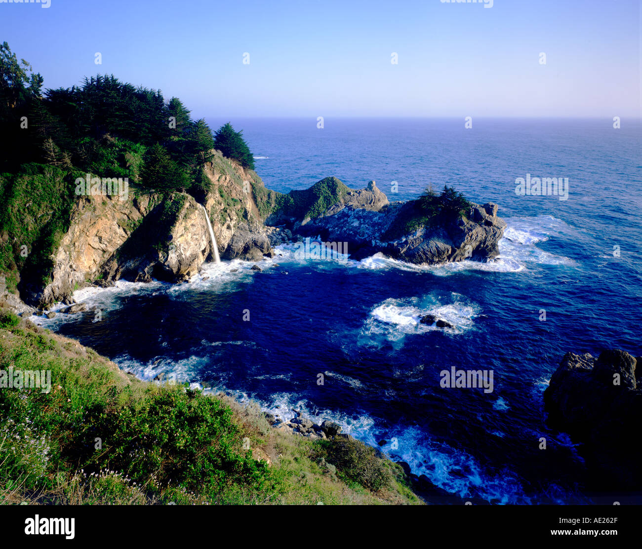 Caletta rocciosa e spiaggia Julia Pfeiffer Burns State Park a Big Sur California USA Foto Stock