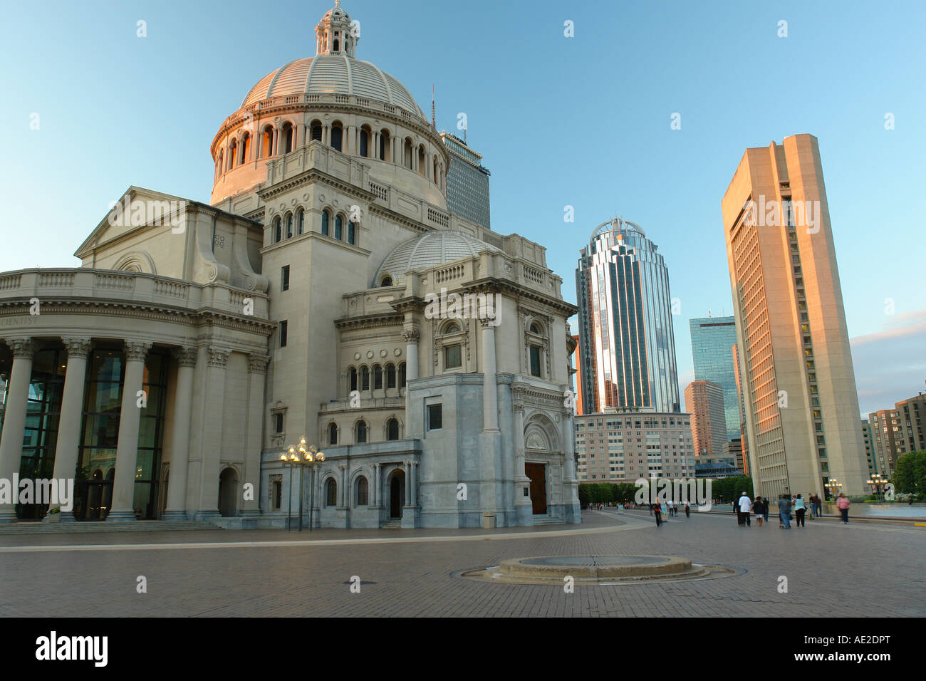 AJD59021 di Boston, Massachusetts, Downtown, skyline, Prudential Center, la prima chiesa cristiana di scienziato Foto Stock
