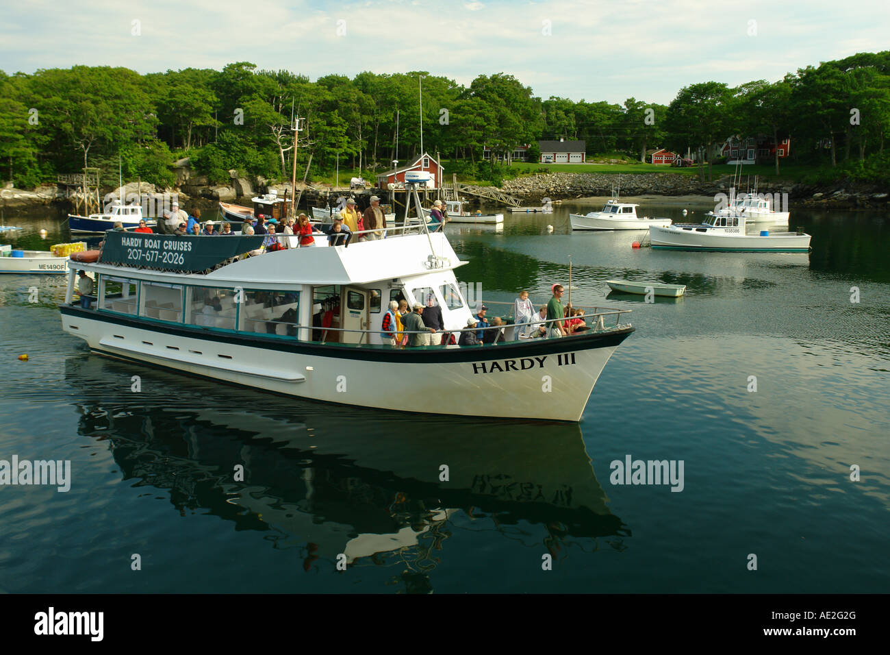 AJD59206, Porto Nuovo, ME, Maine, Pemaquid, porto di pescatori, Hardy crociere in barca, Hardy III Foto Stock
