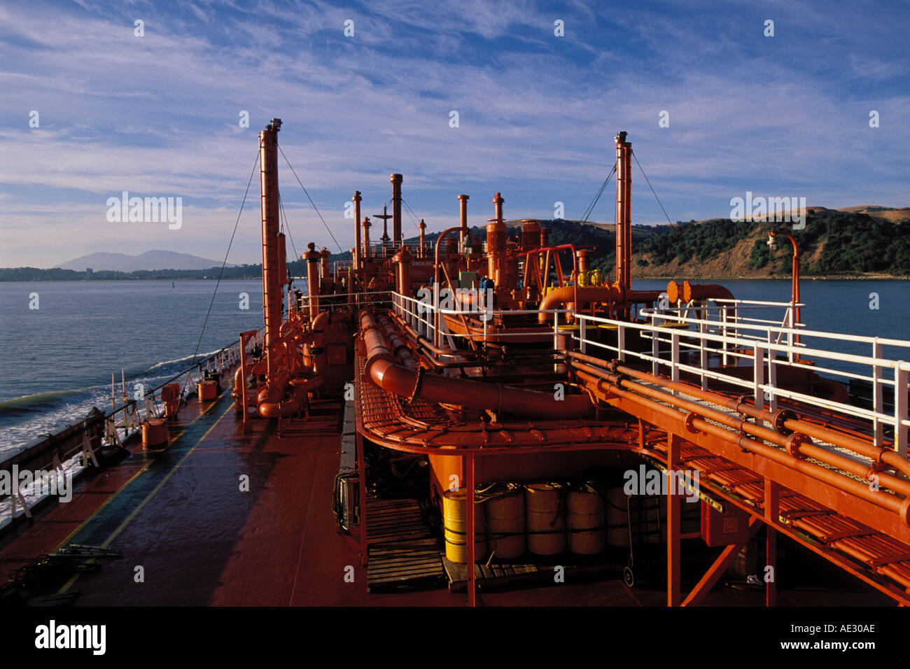 California, San Francisco Bay, Cisterna Gaz Master, San Joaquin River Foto Stock