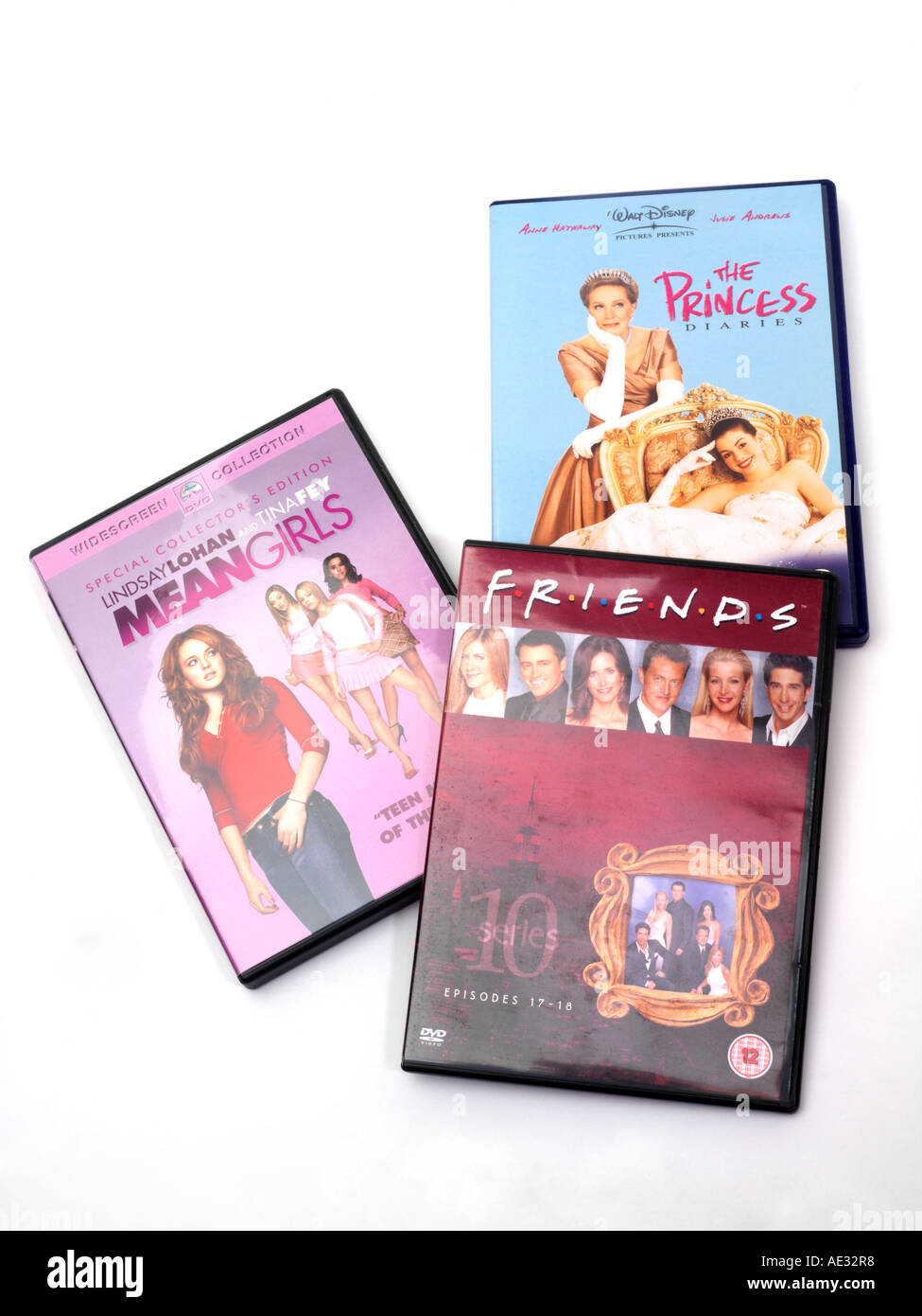 Selezione di dvd significa ragazze, la principessa Diaries e serie 10 di amici Foto Stock