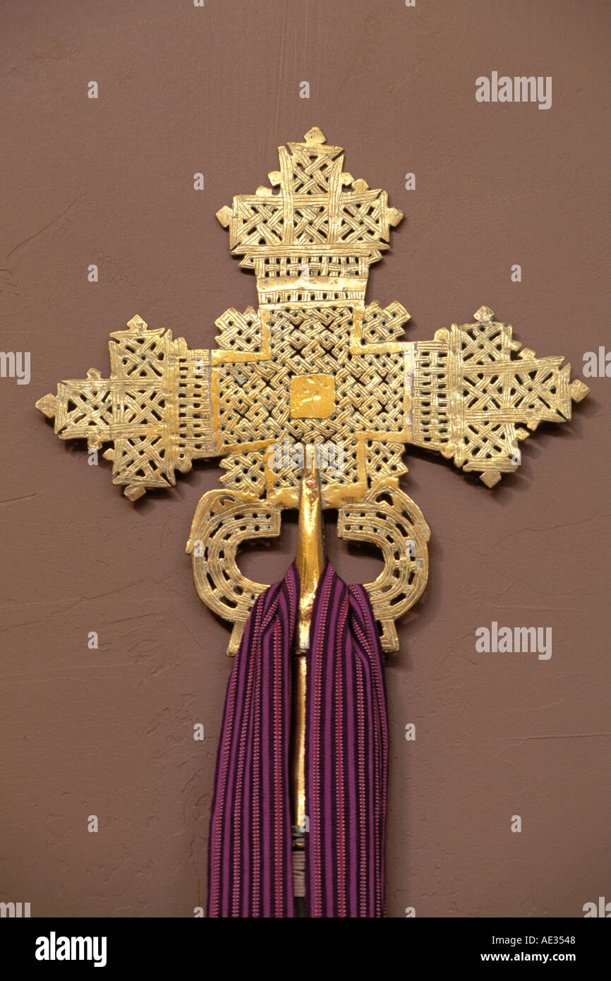 Arte religiosa, croce in ottone Foto Stock