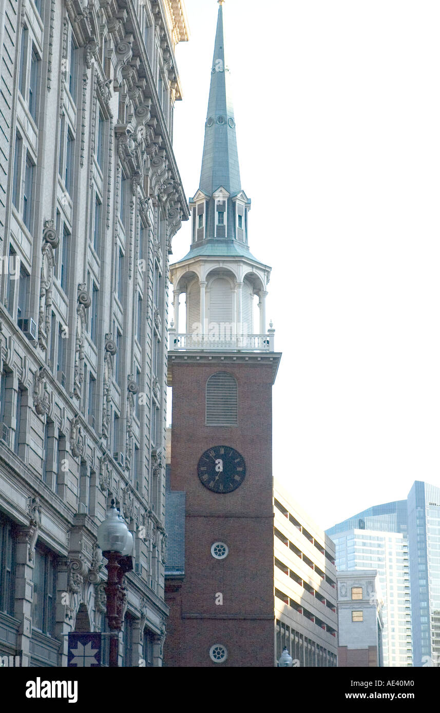 Il vecchio luogo di incontro su Washington Street nel centro cittadino di Boston Massachusetts Foto Stock