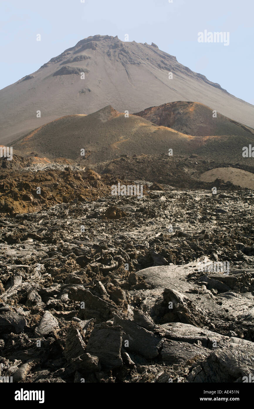Pico e colate di lava, vulcano, Fogo, Isole di Capo Verde, Africa Foto Stock