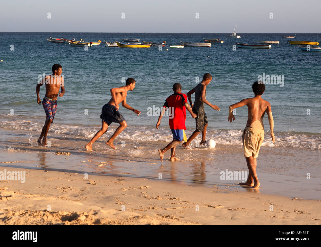 Spiaggia di Santa Maria, Sal, Isole di Capo Verde, Oceano Atlantico, Africa Foto Stock
