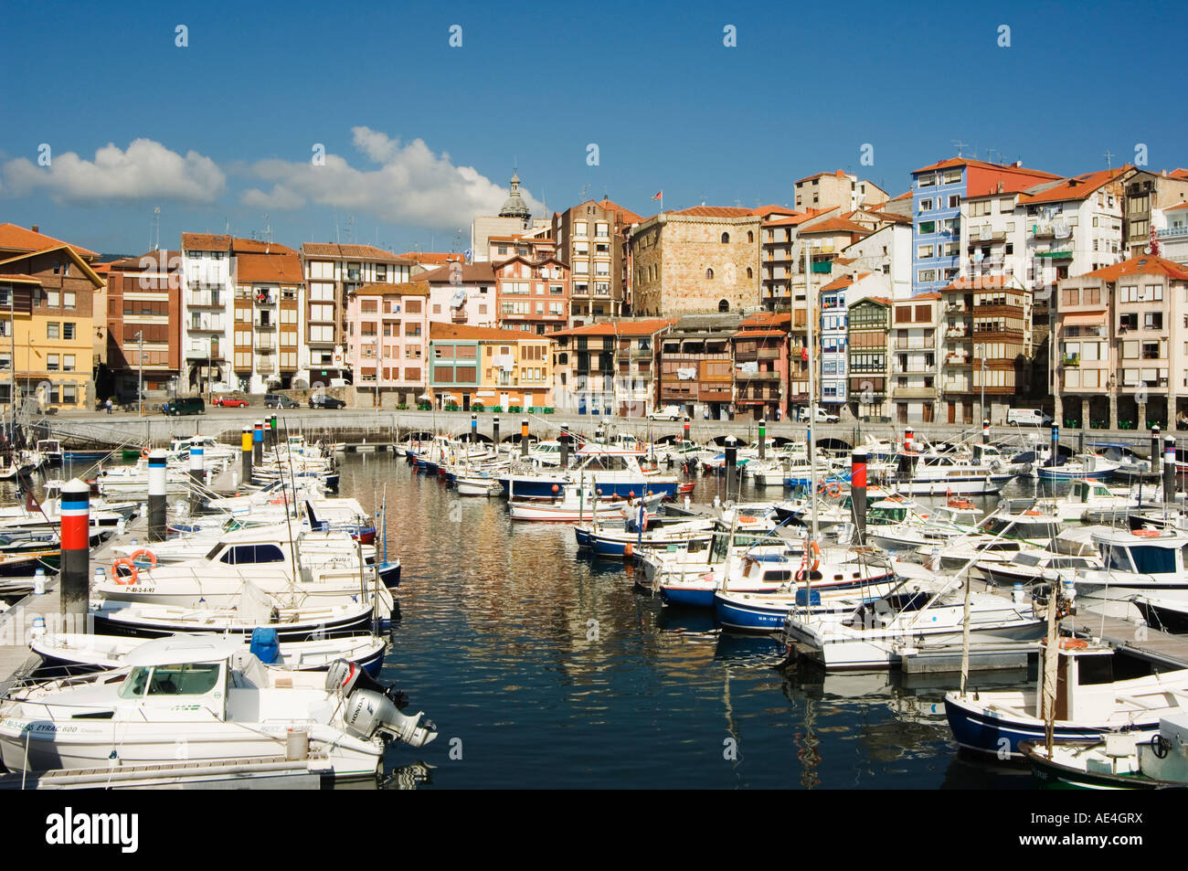 Città Vecchia porto, Bermeo, Paese Basco, Euskadi, Spagna, Europa Foto Stock