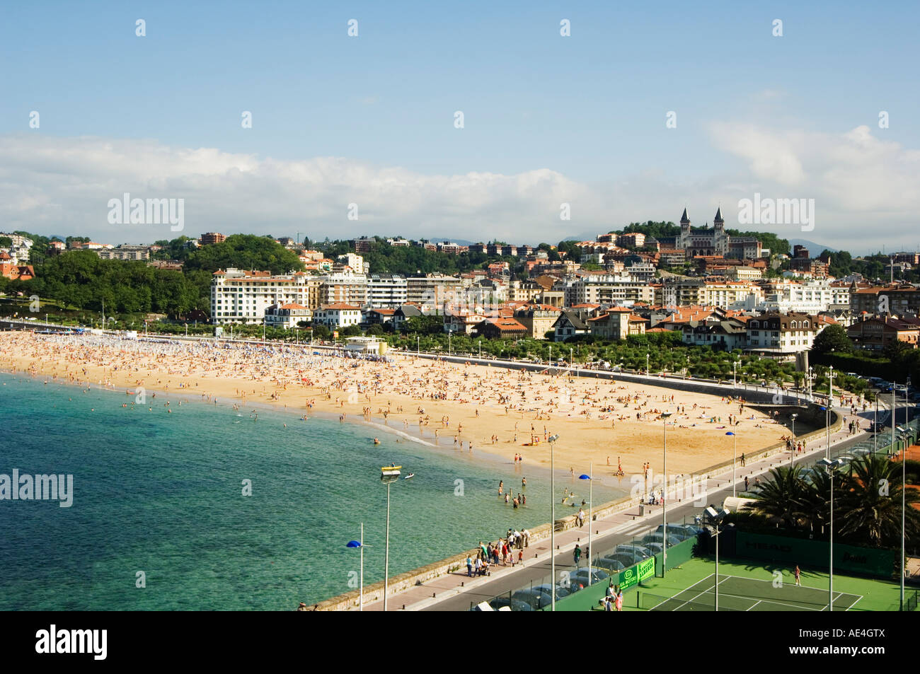 Bay Beach, San Sebastian, Paese Basco, Euskadi, Spagna, Europa Foto Stock