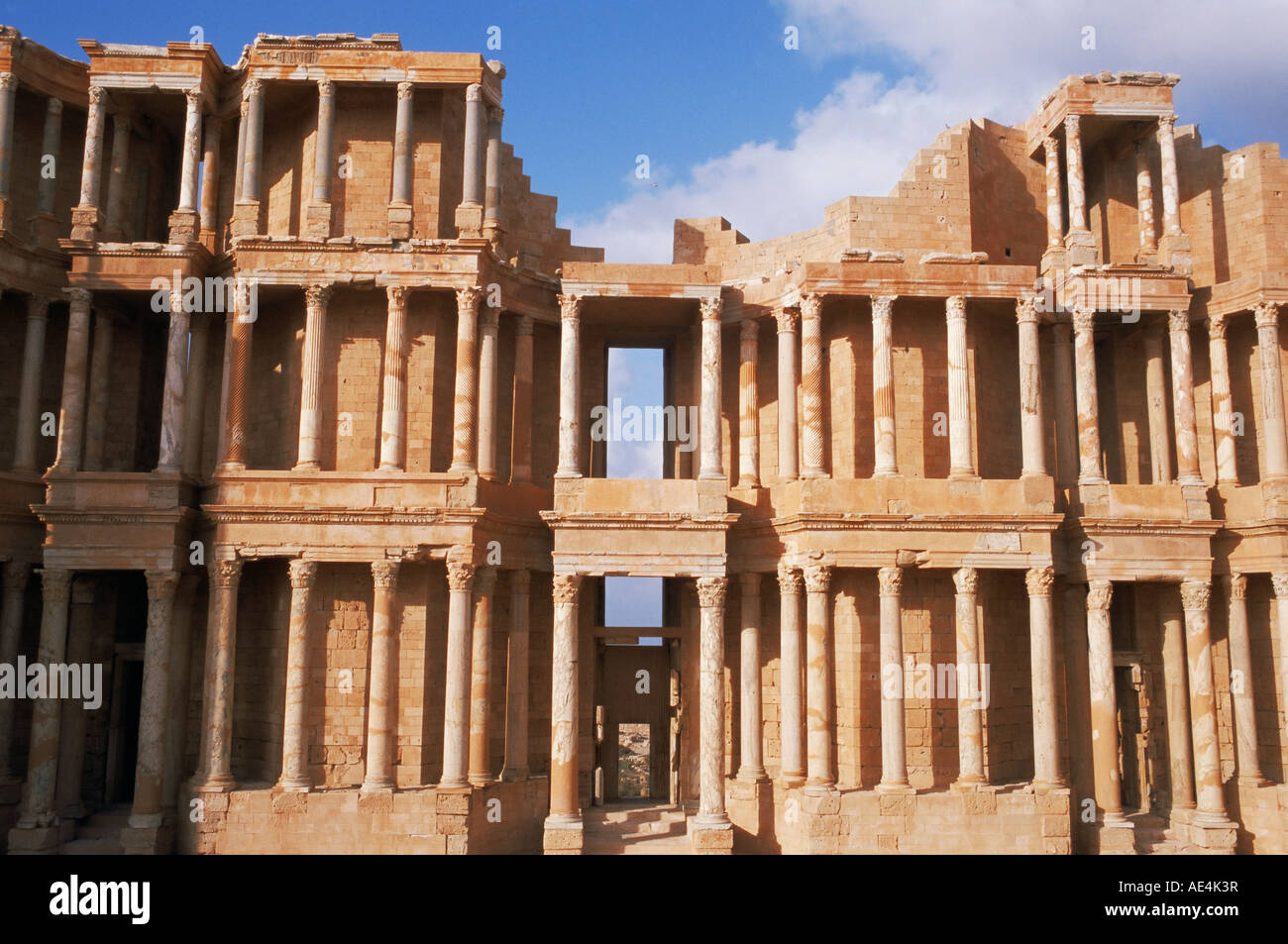 Il teatro, Sabrata (Sabratha), il Sito Patrimonio Mondiale dell'UNESCO, Tripolitania, Libia, Africa Settentrionale, Africa Foto Stock