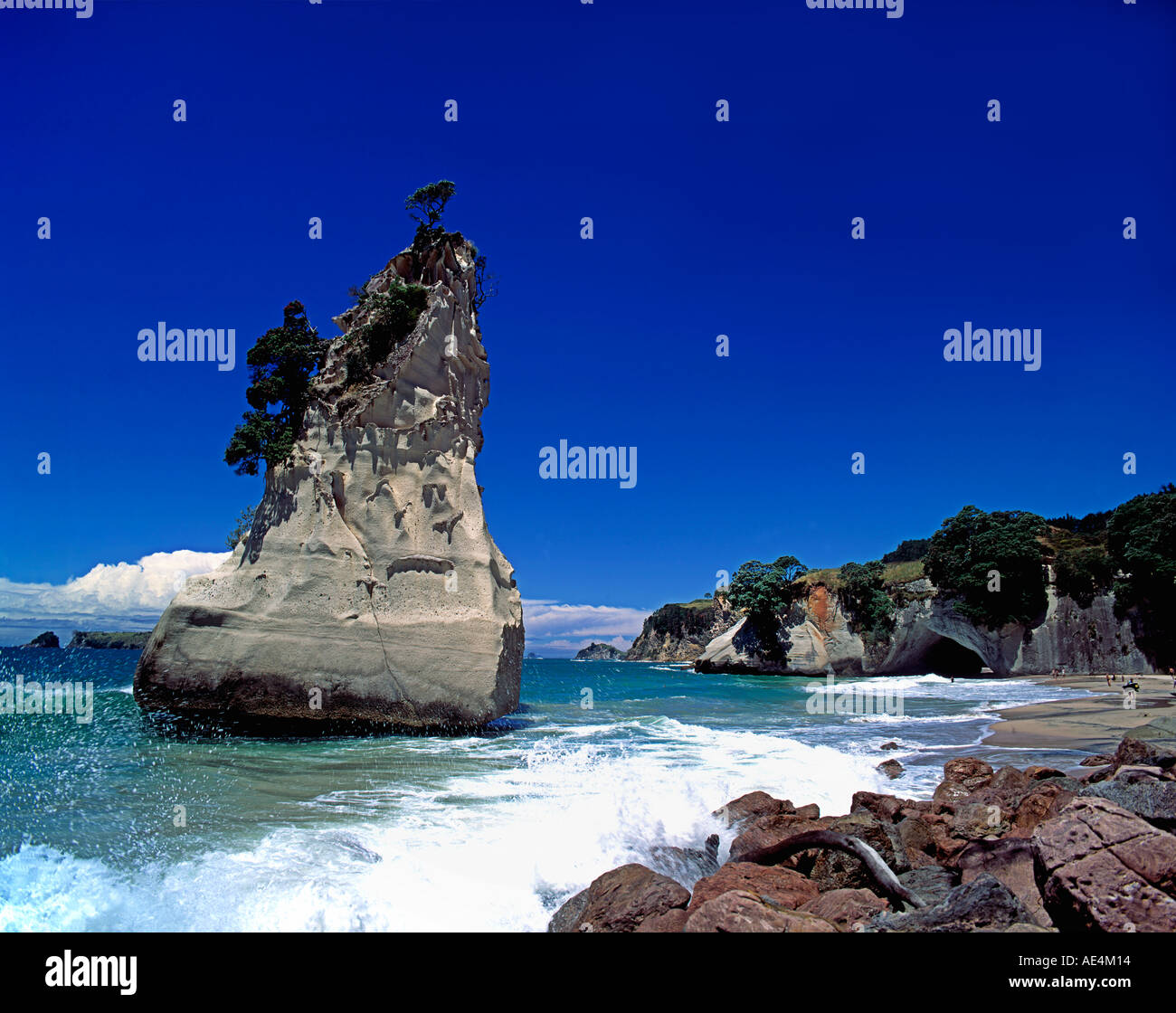 Nuova Zelanda Coromandel grotta cattedrale rock Foto Stock