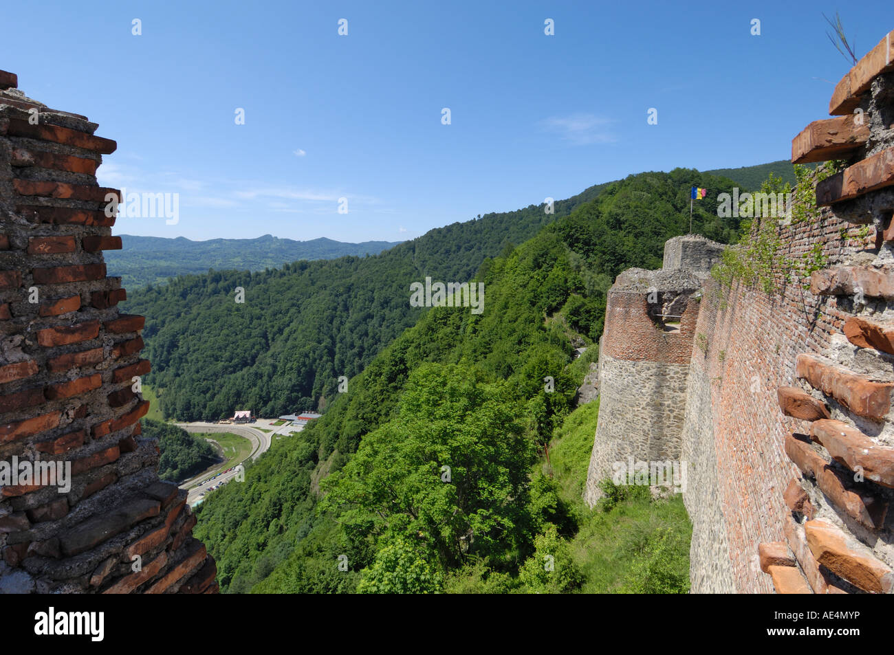 Il castello di Poienari (Vlad l'Impalatore / Draculas castello), vicino Arefu, Curtea de Arges, Valacchia, Romania Foto Stock