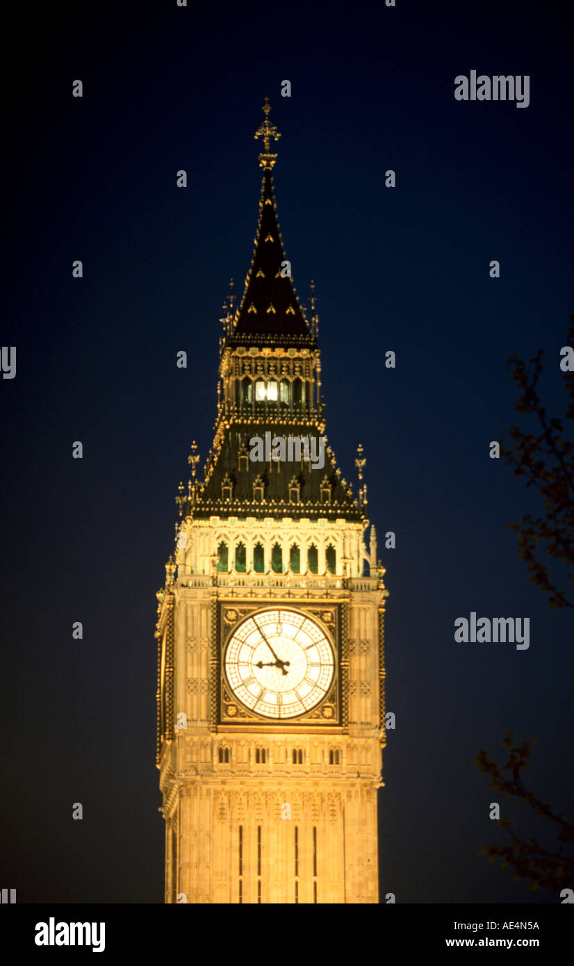 Big Ben orologio a notte Londra sw1 Inghilterra Foto Stock