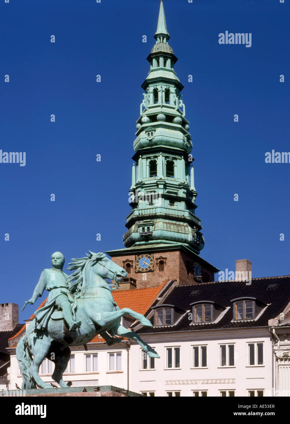 Assalonne e chiesa di San Nicola, Copenhagen, Danimarca, in Scandinavia, Europa Foto Stock