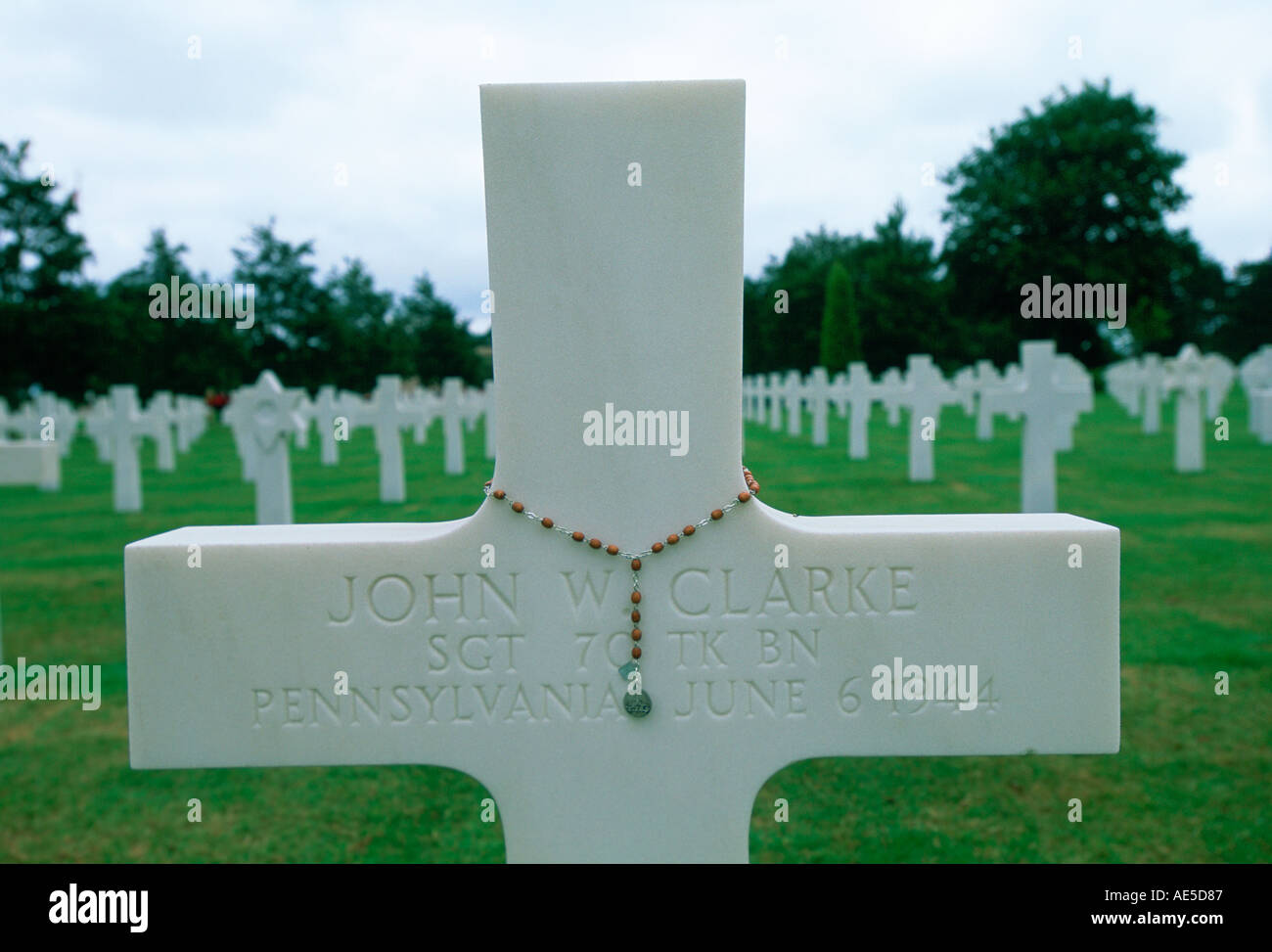 Lapidi in Stati Uniti Cimitero militare di Utah Beach in Normandia Francia Foto Stock