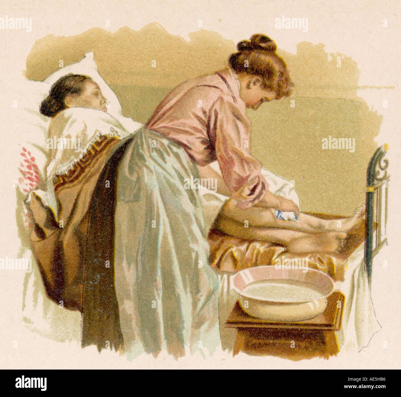 Paziente Nursebathing Foto Stock