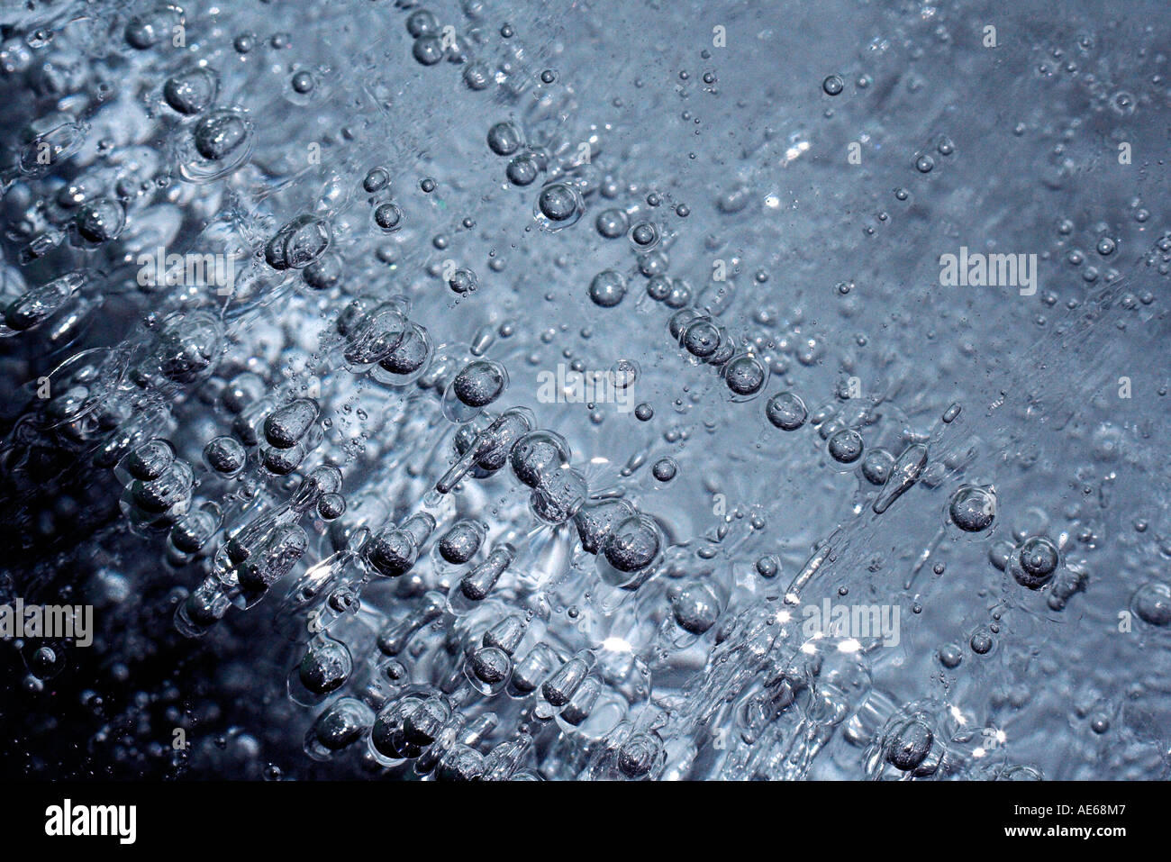 Macro bolle d'aria incapsulata in ghiaccio Foto Stock