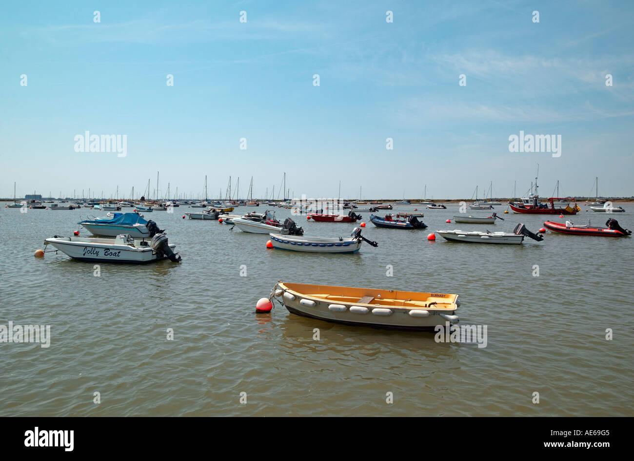 Posti barca presso mersea island essex Inghilterra Foto Stock