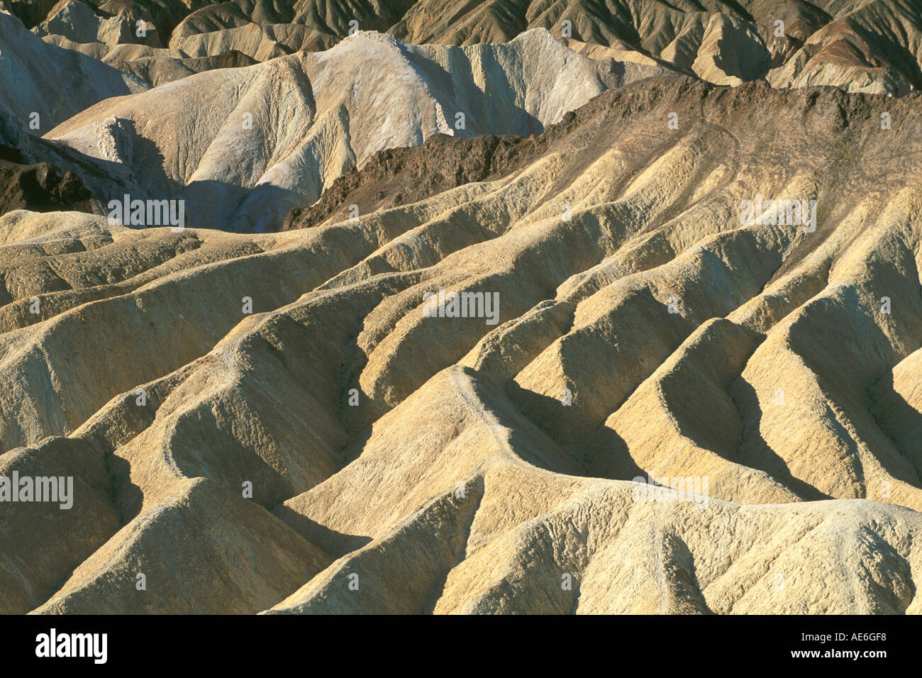 Colline erose in Montagna Nera Zabriskie Point gamma Amargosa Parco Nazionale della Valle della Morte in California Foto Stock