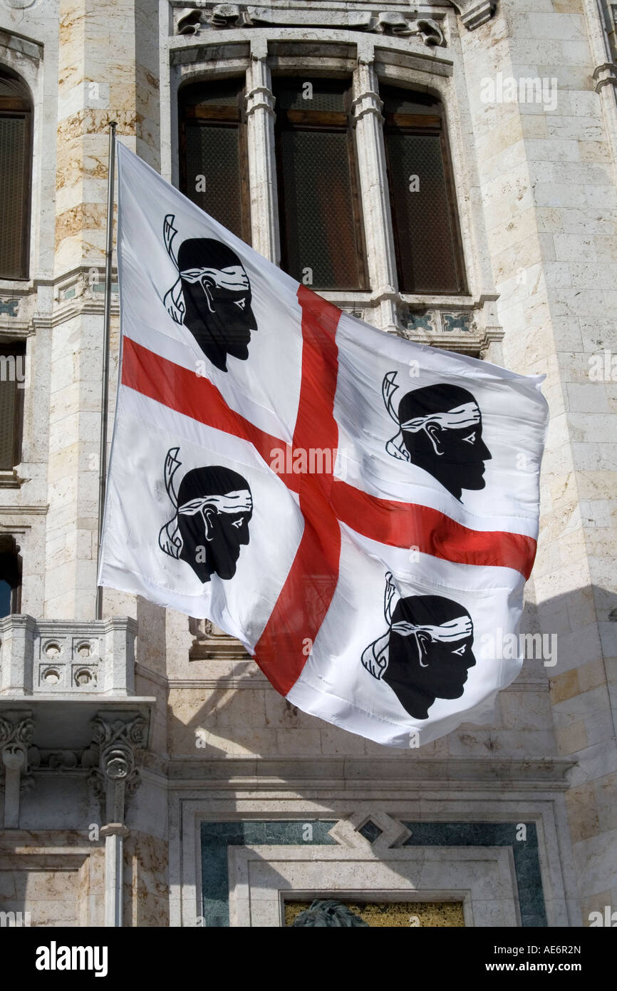 Bandiera sarda Municipio Cagliari Sardegna Italia Foto Stock