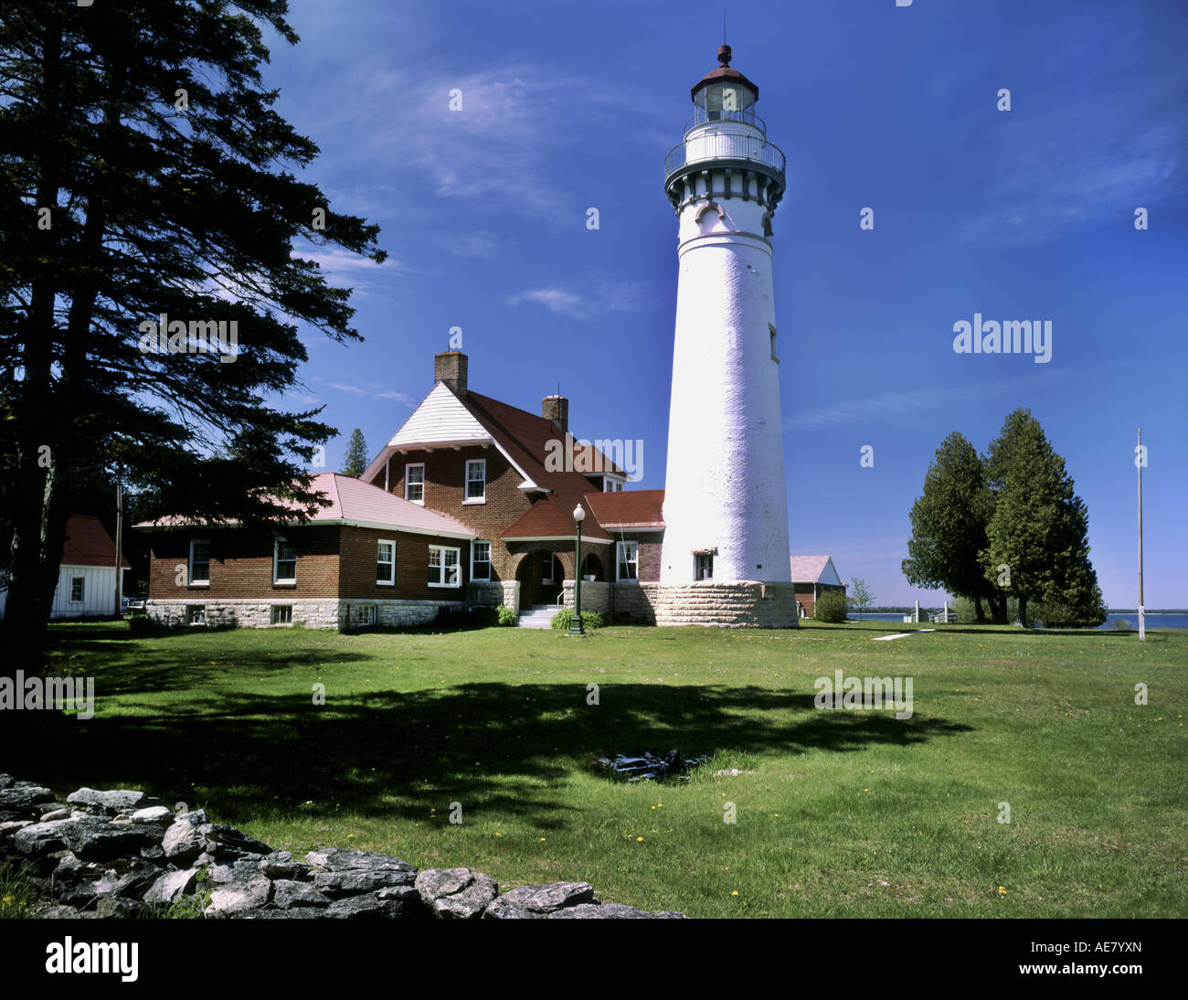 Il Seul Choix Lighthouse vicino alle rive del lago Michigan, Stati Uniti d'America, Michigan, Schoolcraft County Foto Stock