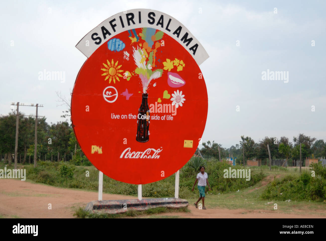 Un cartellone pubblicitario sul confine della città di Kisumu Kenya Africa orientale Foto Stock