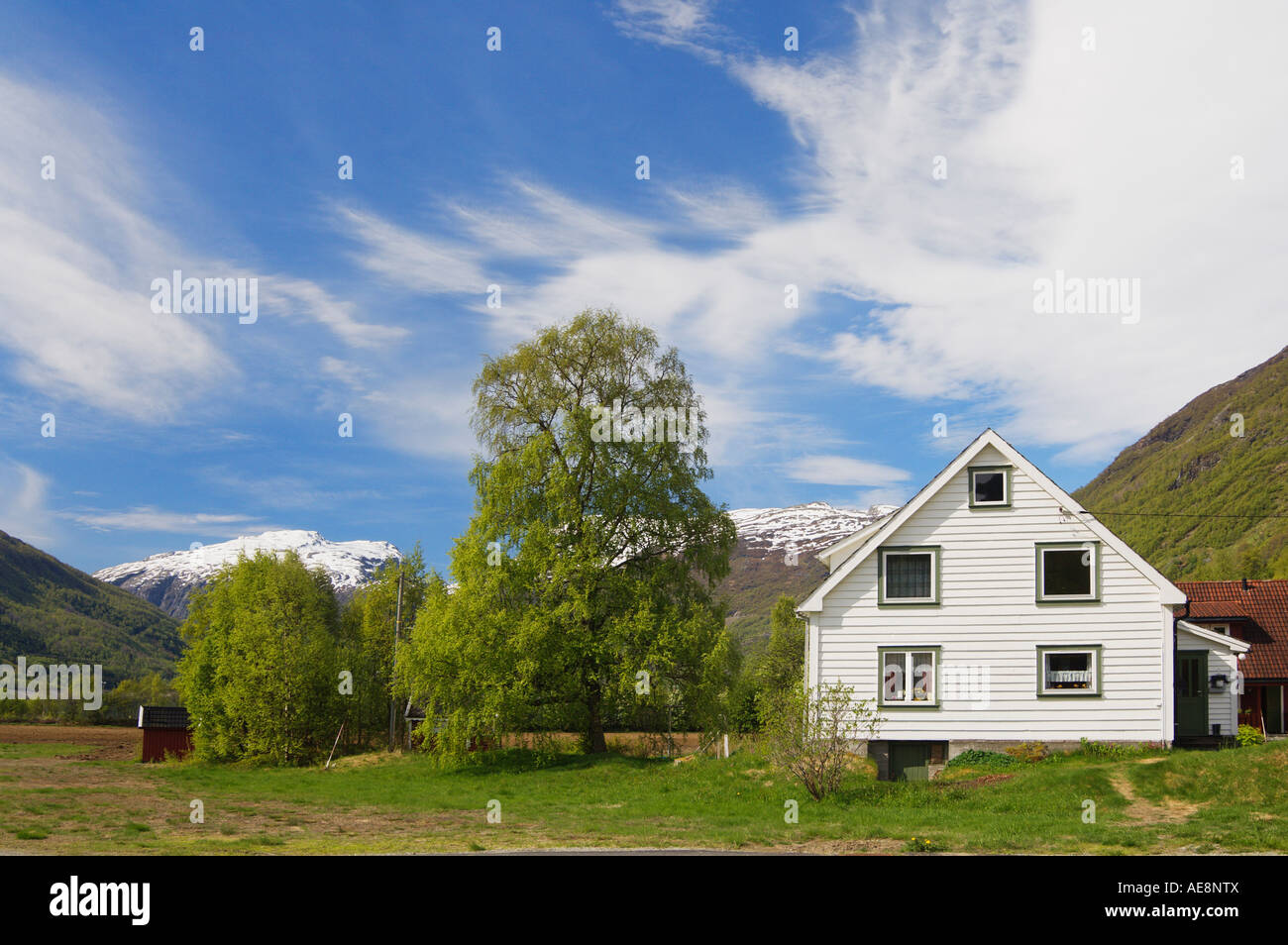 Norvegese tradizionale casa di campagna a Roldal Norvegia Foto Stock