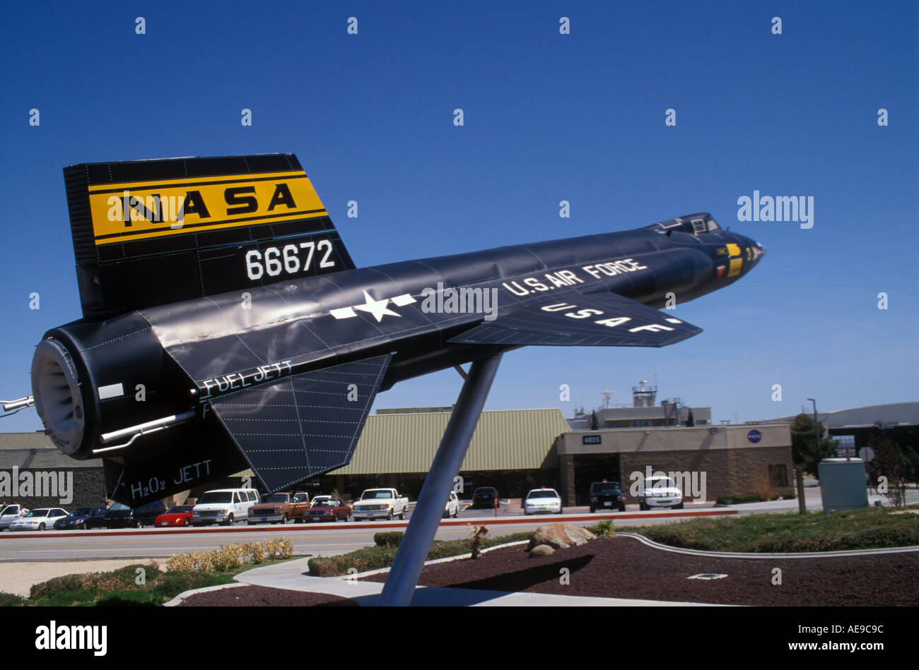 California Edwards Air Force Base NASA Dryden Flight Research Center X 15 aeromobili display Foto Stock