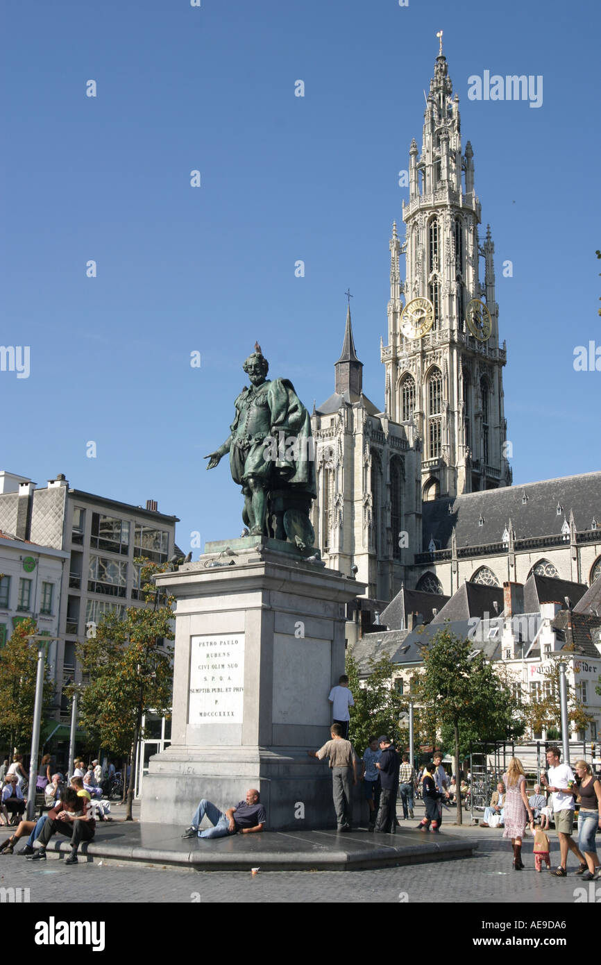 Pieter Paul Rubens statua in Antwerp Foto Stock