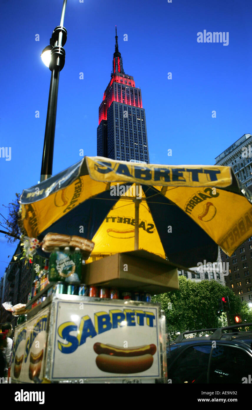 Empire State Building di New York illuminata Foto Stock