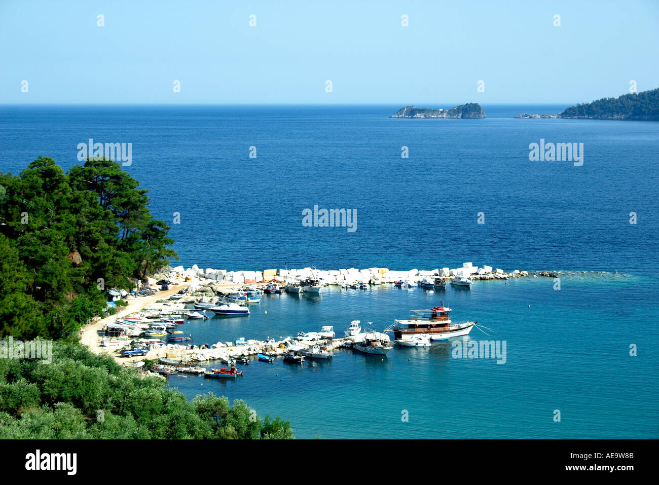 La vista del porto di Thassos grecia Foto Stock