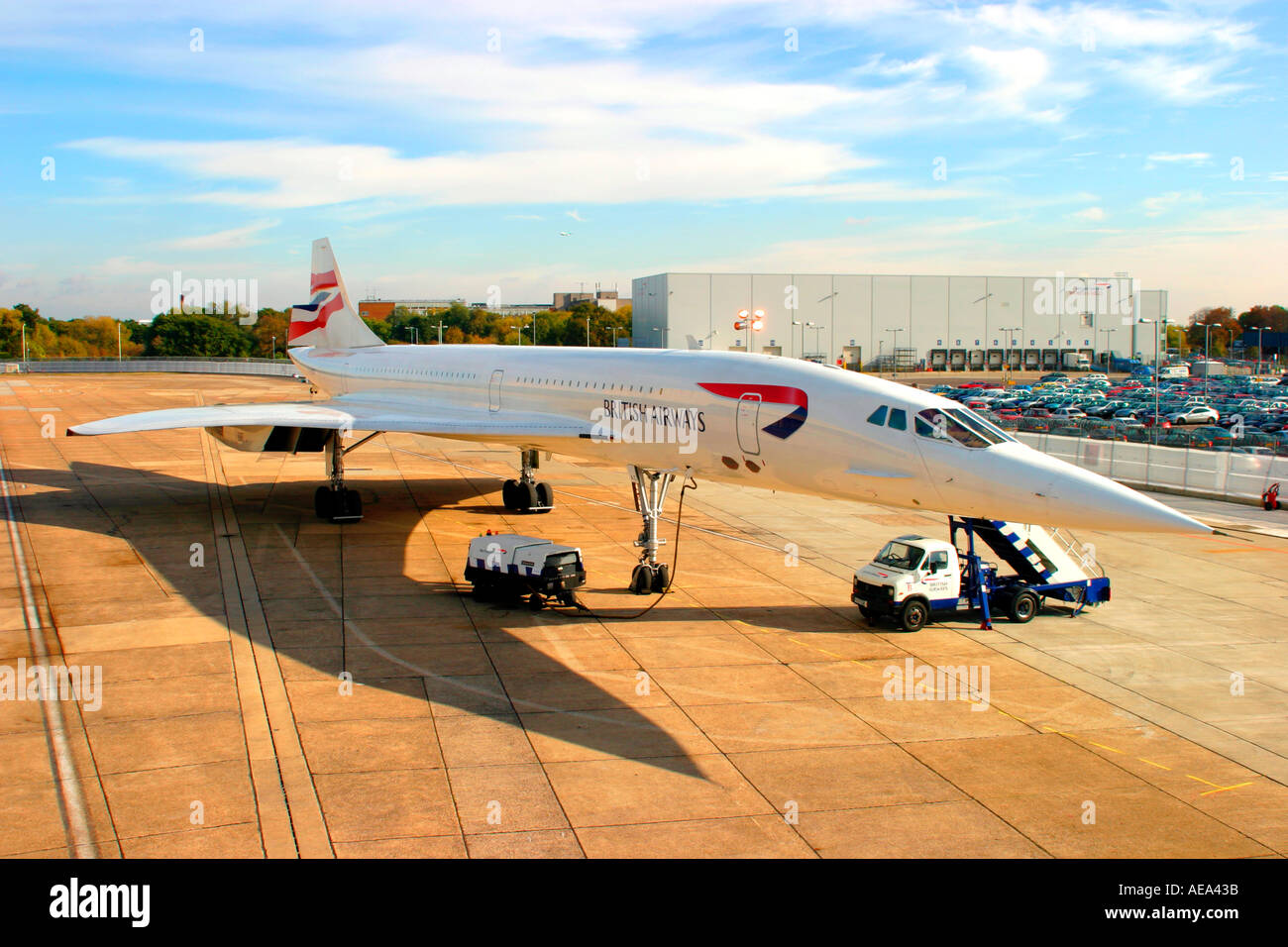 Concorde su supporto a Heathrow Foto Stock