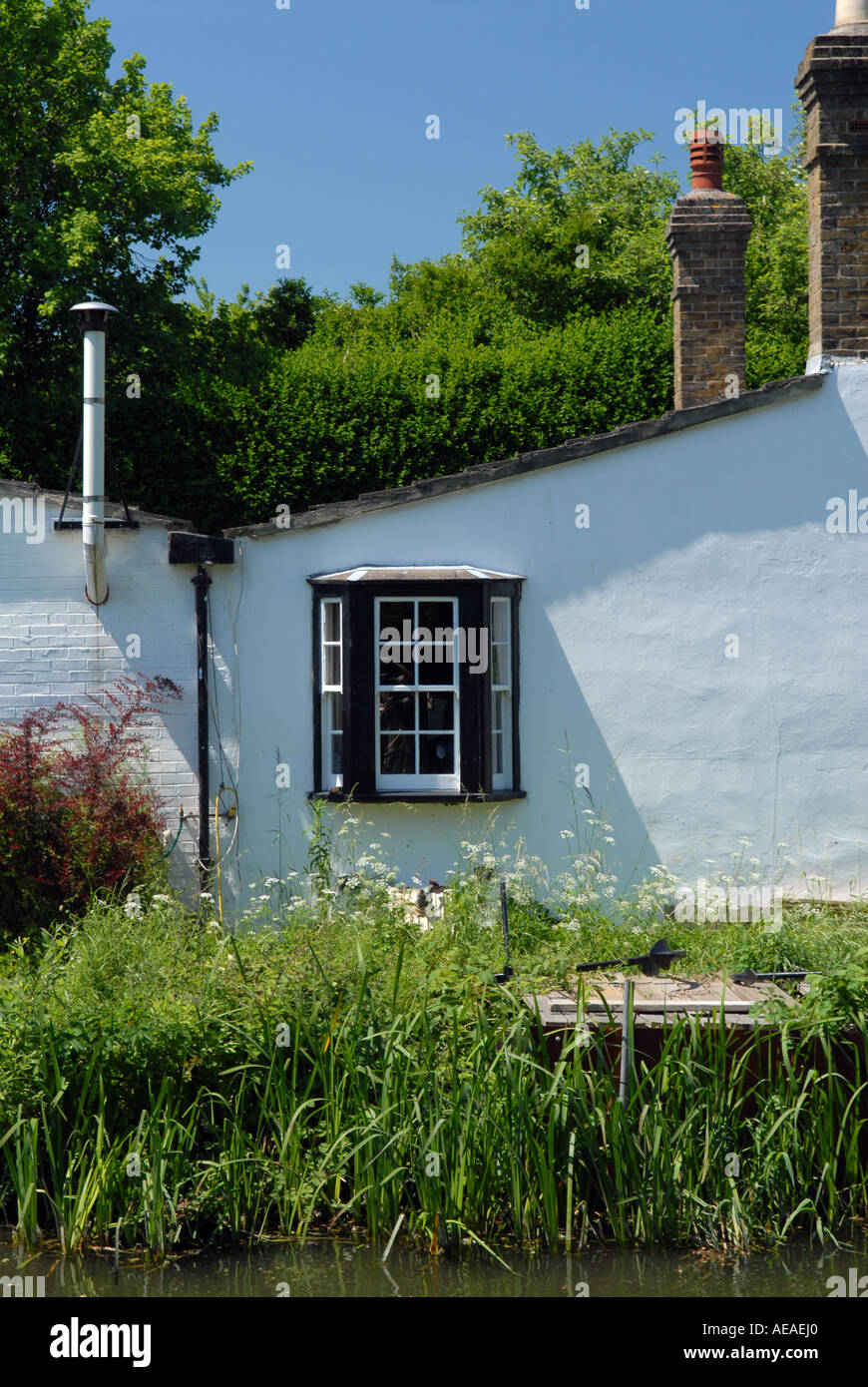 Bloccare i detentori cottage, Fiume Stort, UK. Foto Stock