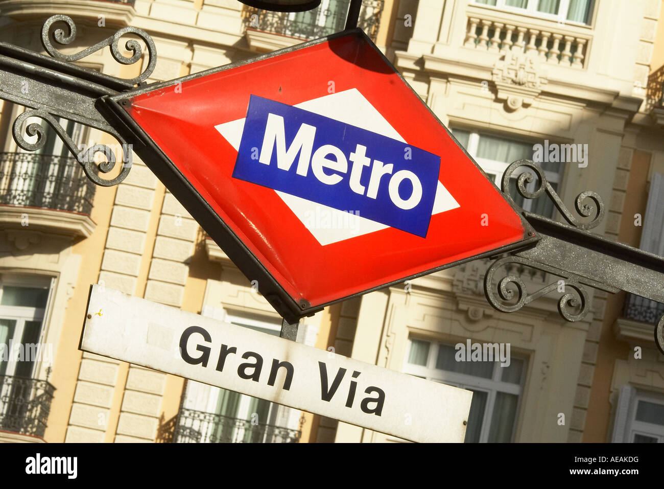 Fermata della metropolitana Gran Via Madrid Spagna Foto Stock