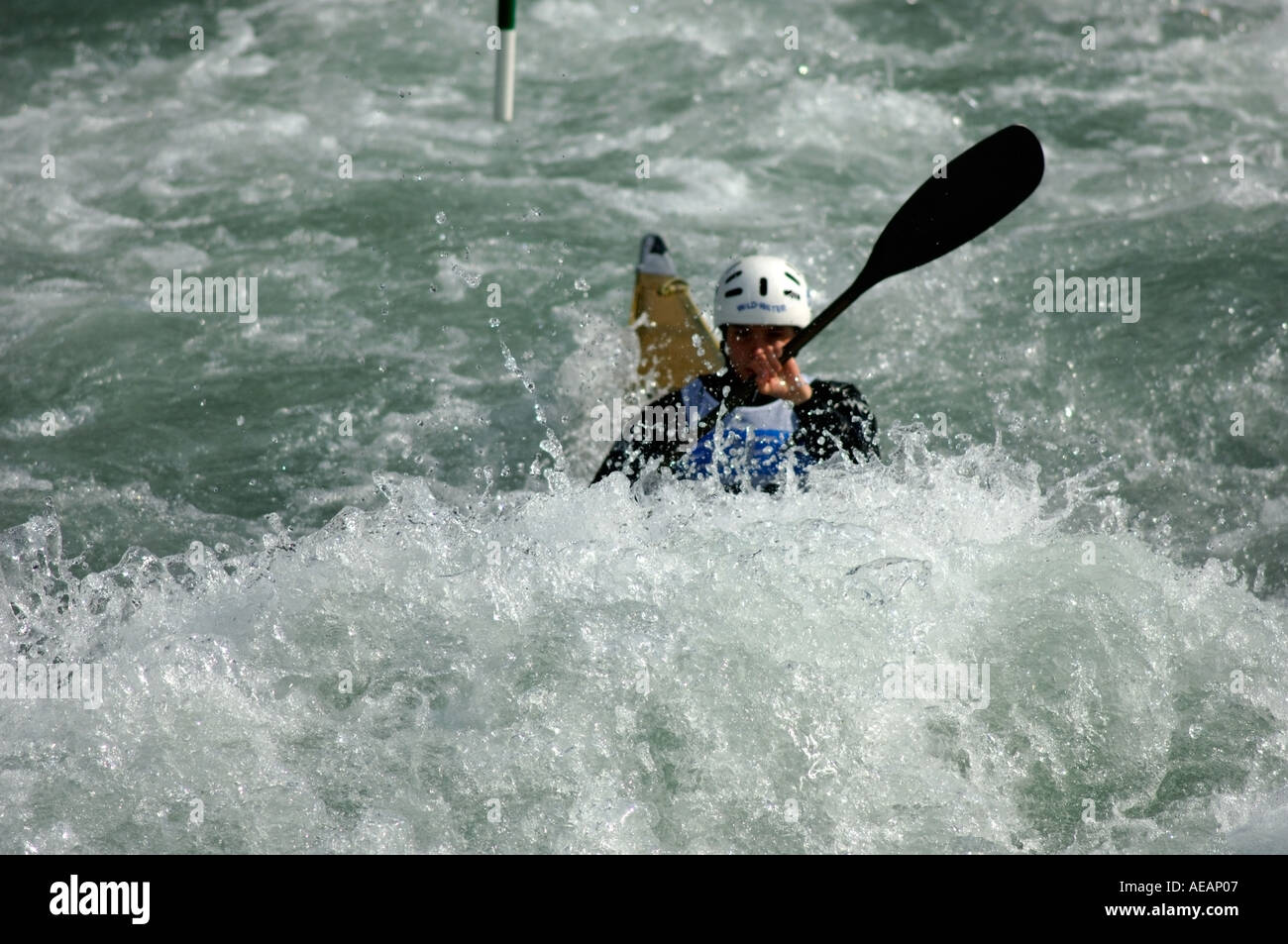 Acqua Bianca canoe kayak francese ai campionati nazionali di bourg st maurice savoie Foto Stock